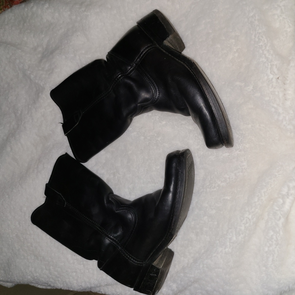 Durango Size 8 Black Leather Square Toe Western Cowboy Boots